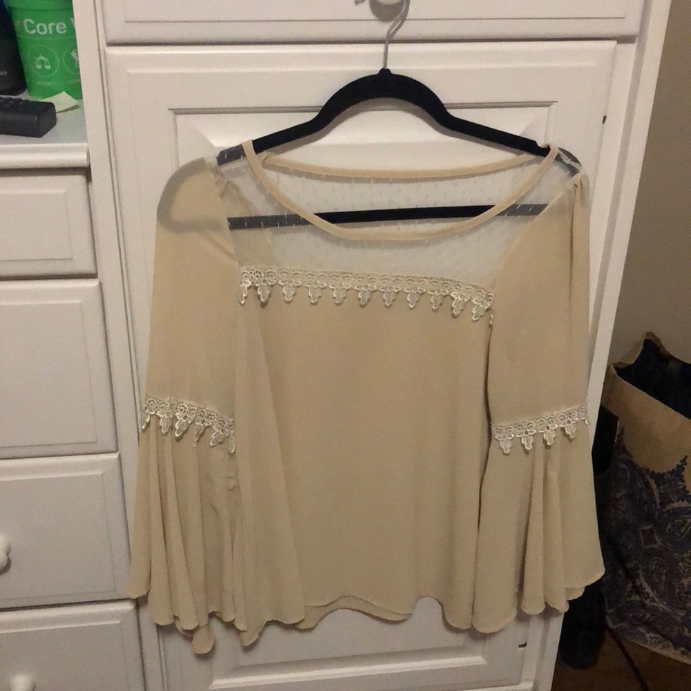 Tan bell sleeve shirt